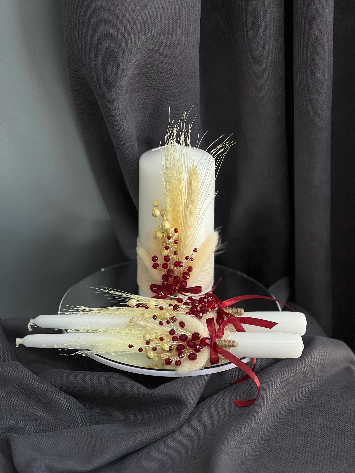 Emerald Wedding Champagne Flutes and Unity Candle Set