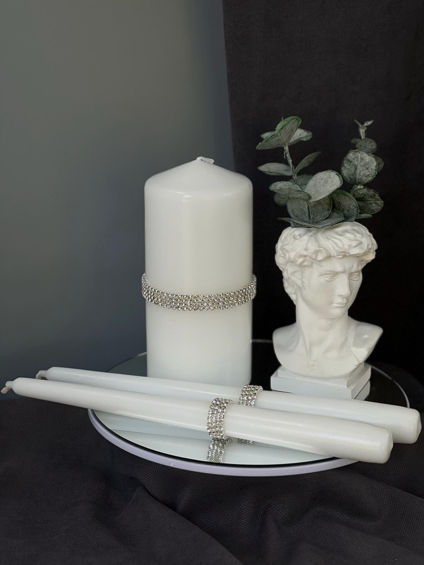 Handmade Wedding Accessories Set: Champagne Glasses, Cake Knife, Candles