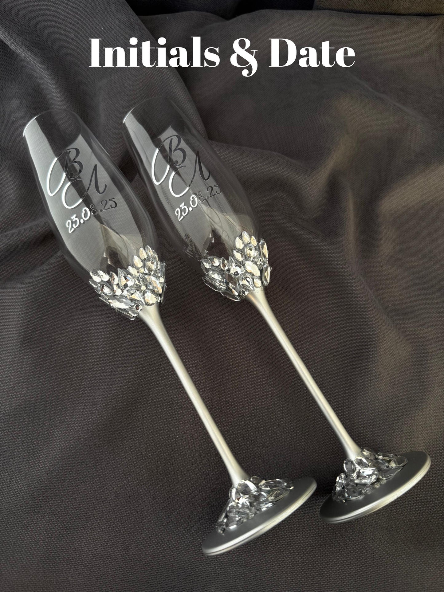 Handmade Wedding Accessories Set: Champagne Glasses, Cake Knife, Candles