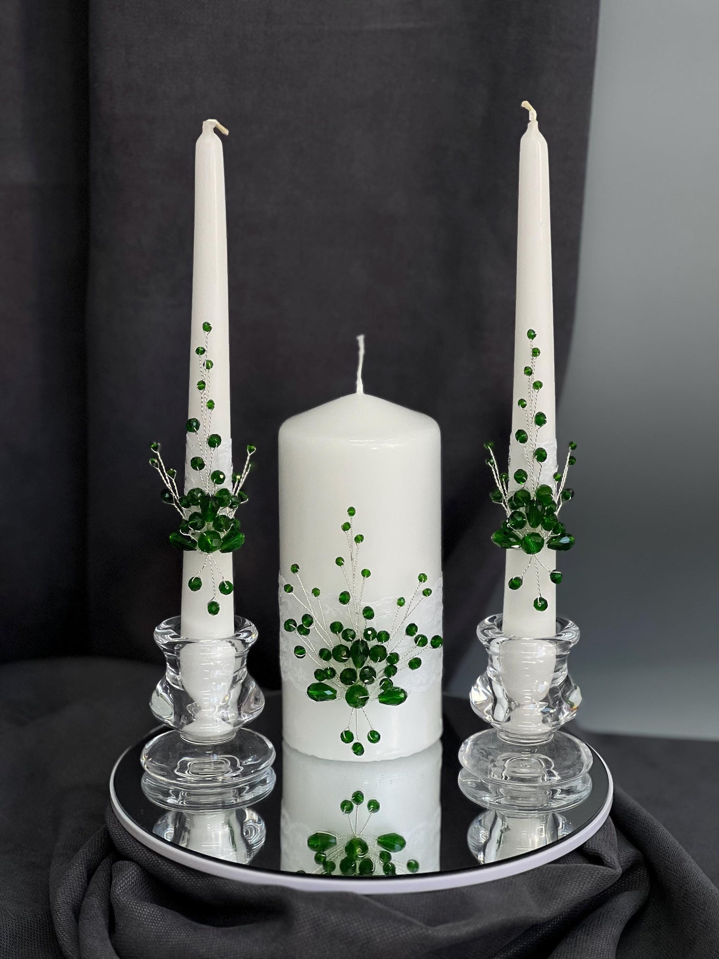 Personalized Wedding Champagne Flutes and Candle Set: Engraved Newlywed Gift