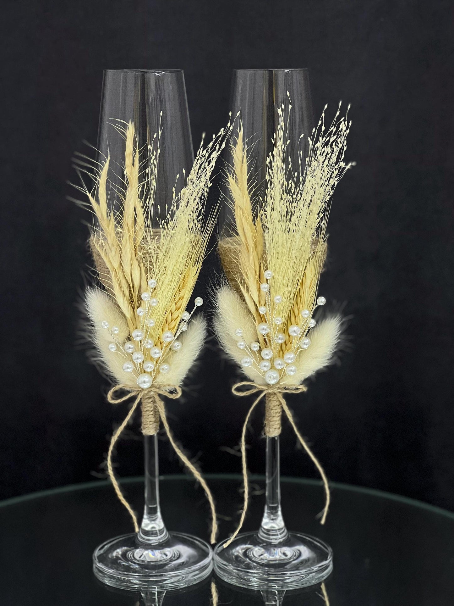 Emerald Wedding Champagne Flutes and Unity Candle Set