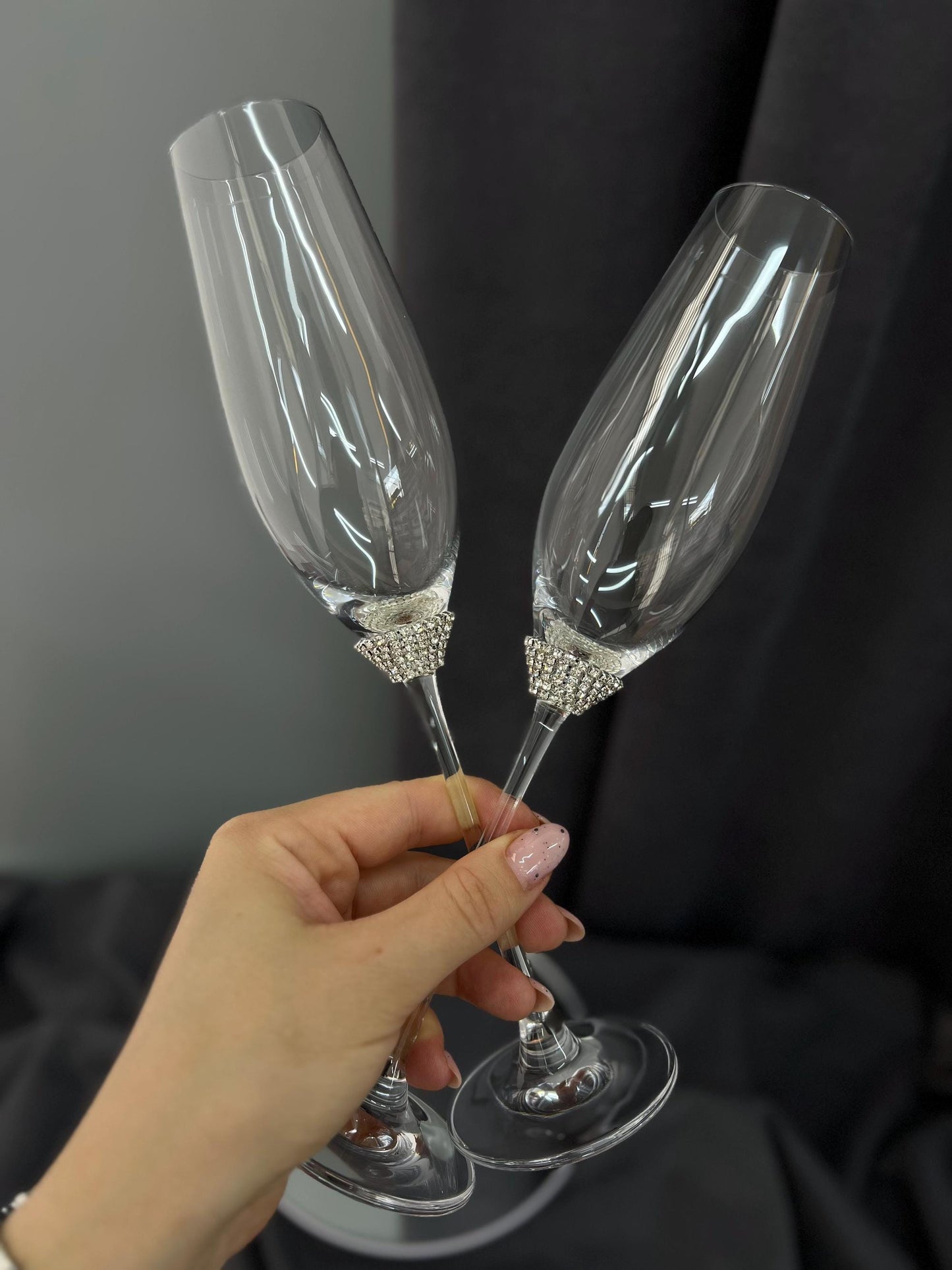 Handmade Wedding Accessories Set: Champagne Glasses, Cake Knife, Candles