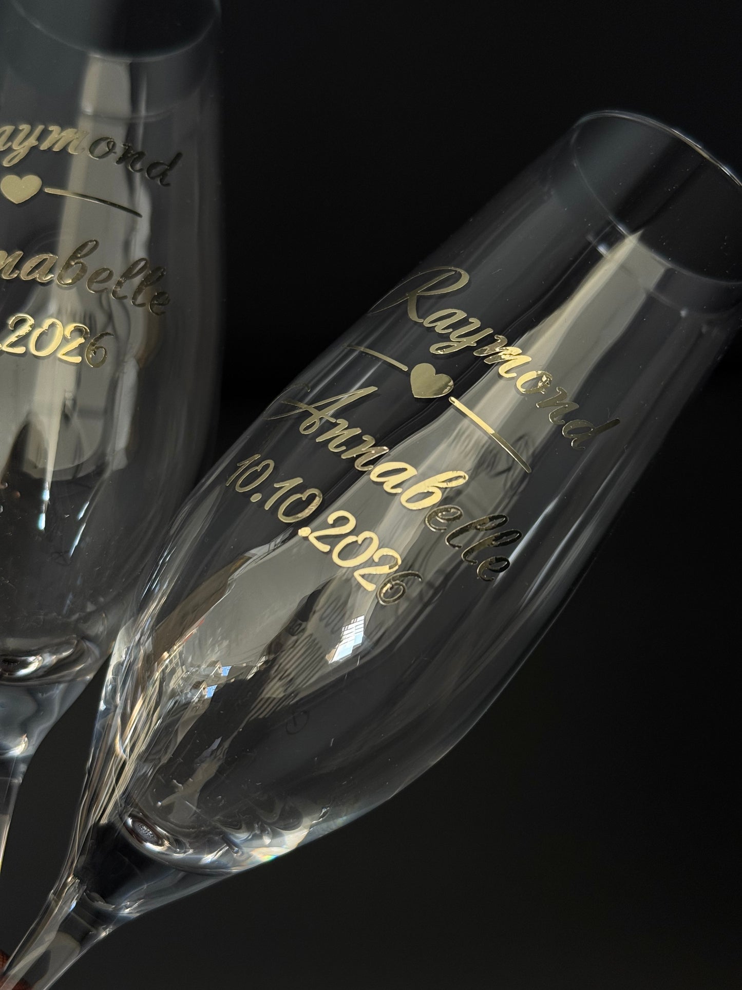 Personalized Wedding Champagne Flutes Pair, Silver or Gold Vinyl Initials and Date