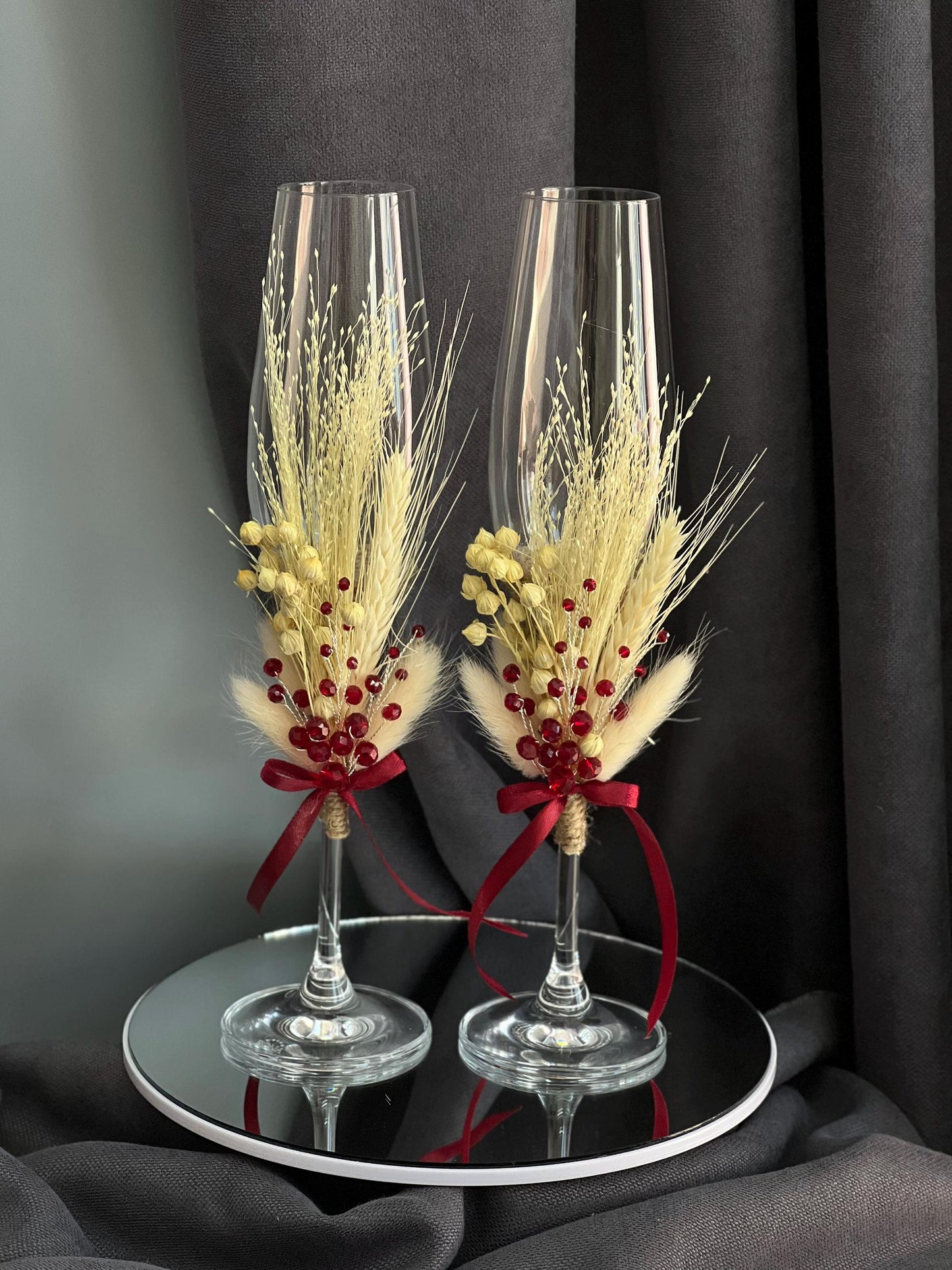 Emerald Wedding Champagne Flutes and Unity Candle Set