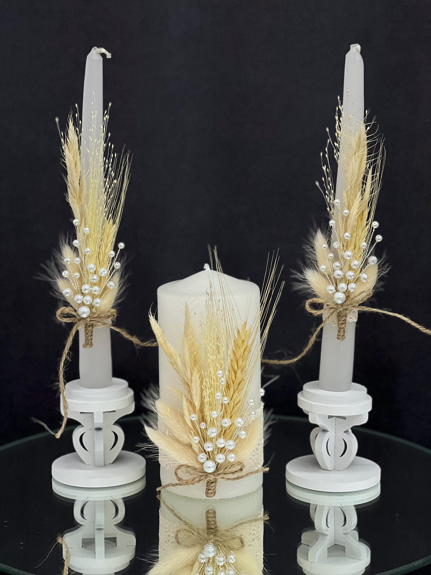 Emerald Wedding Champagne Flutes and Unity Candle Set