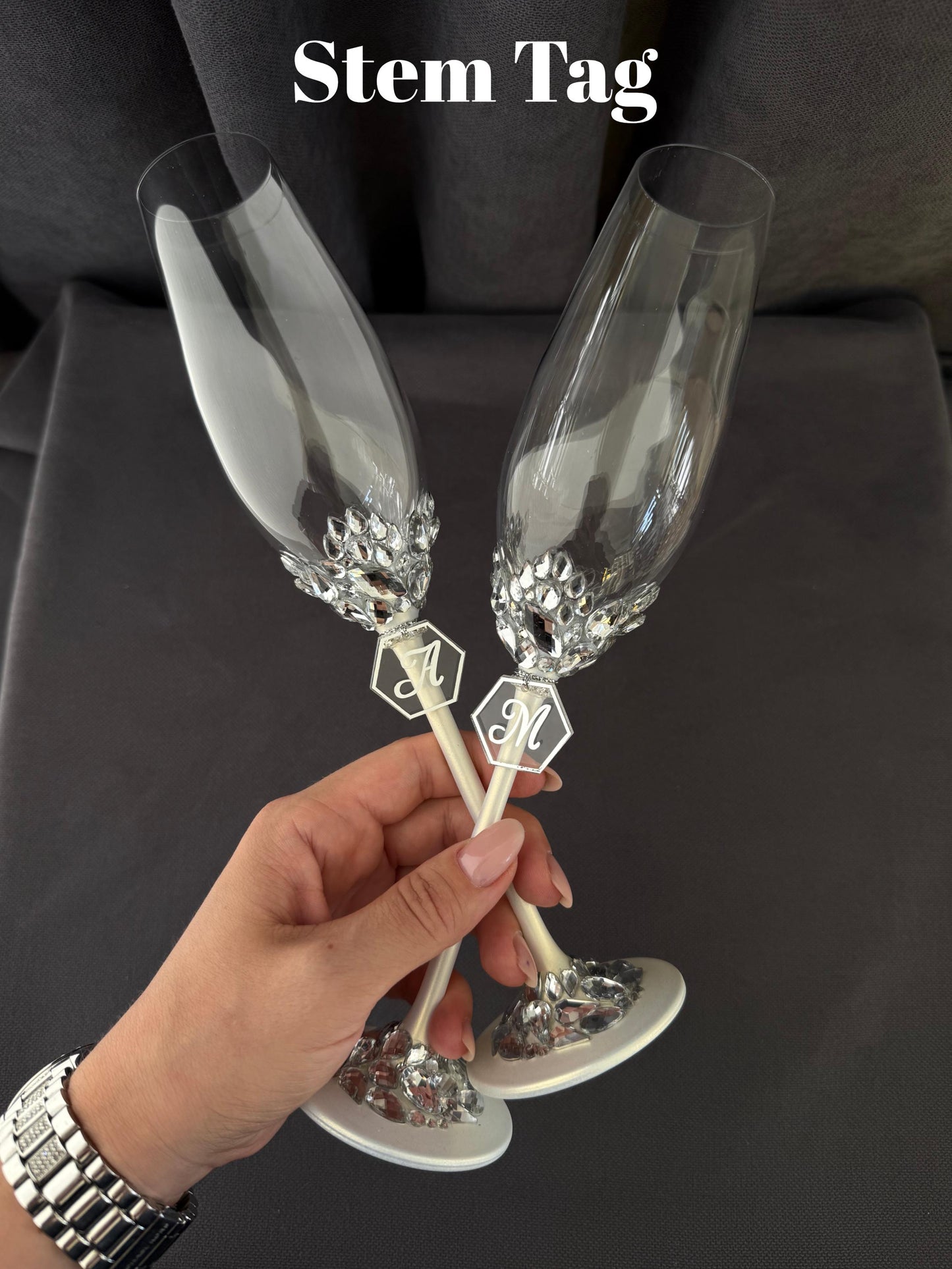 Handmade Wedding Accessories Set: Champagne Glasses, Cake Knife, Candles