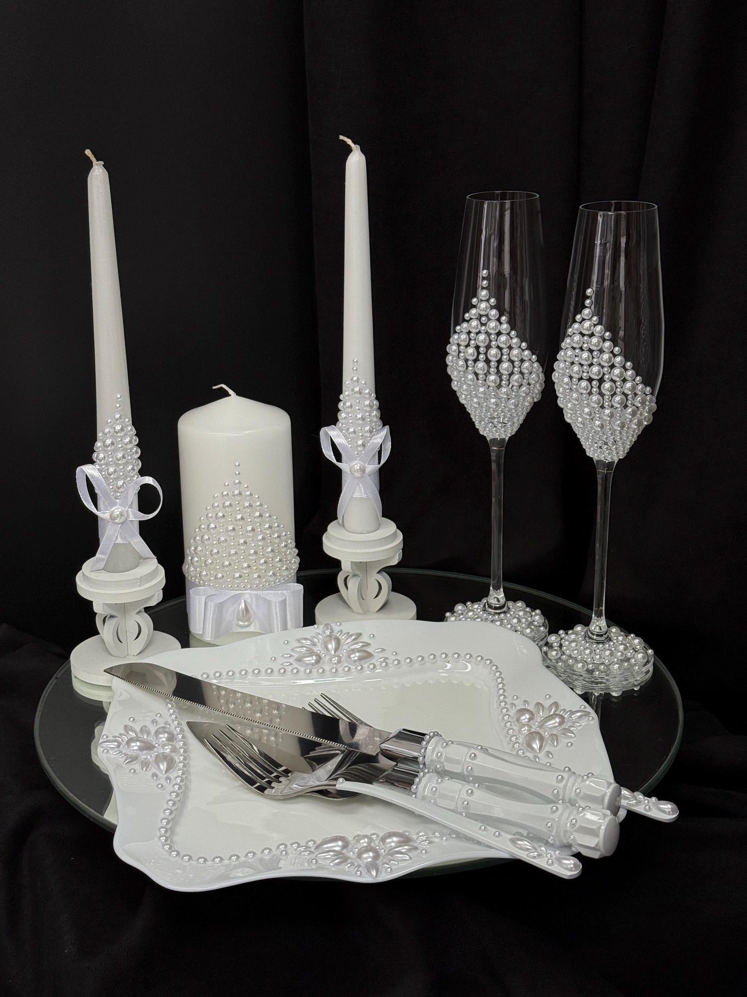 Wedding Sets | Flutes, Candles, Plates & Cake Accessories