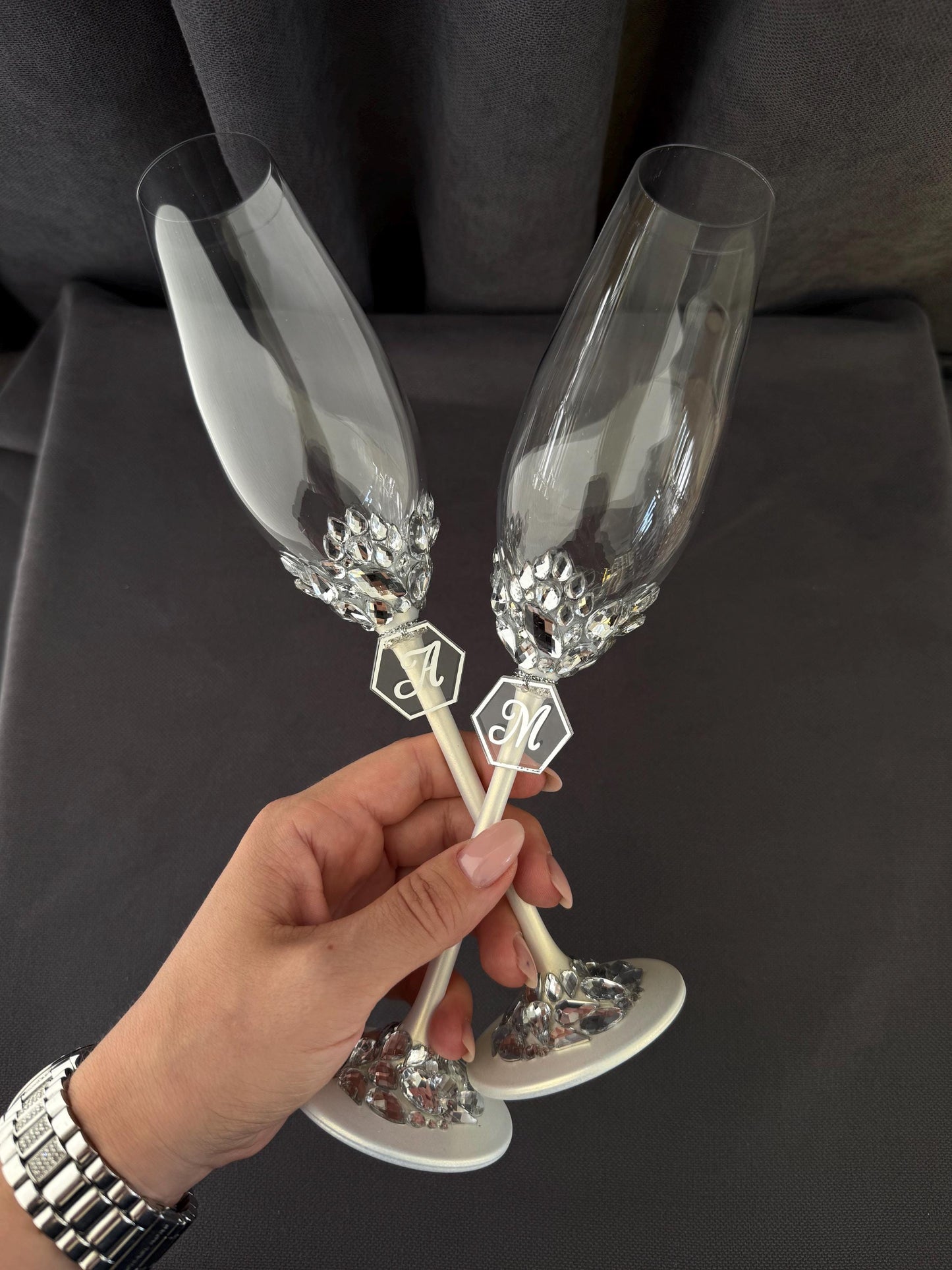 Personalized Wedding Glasses – Bride & Groom Name Engraved Champagne Flutes, Anniversary