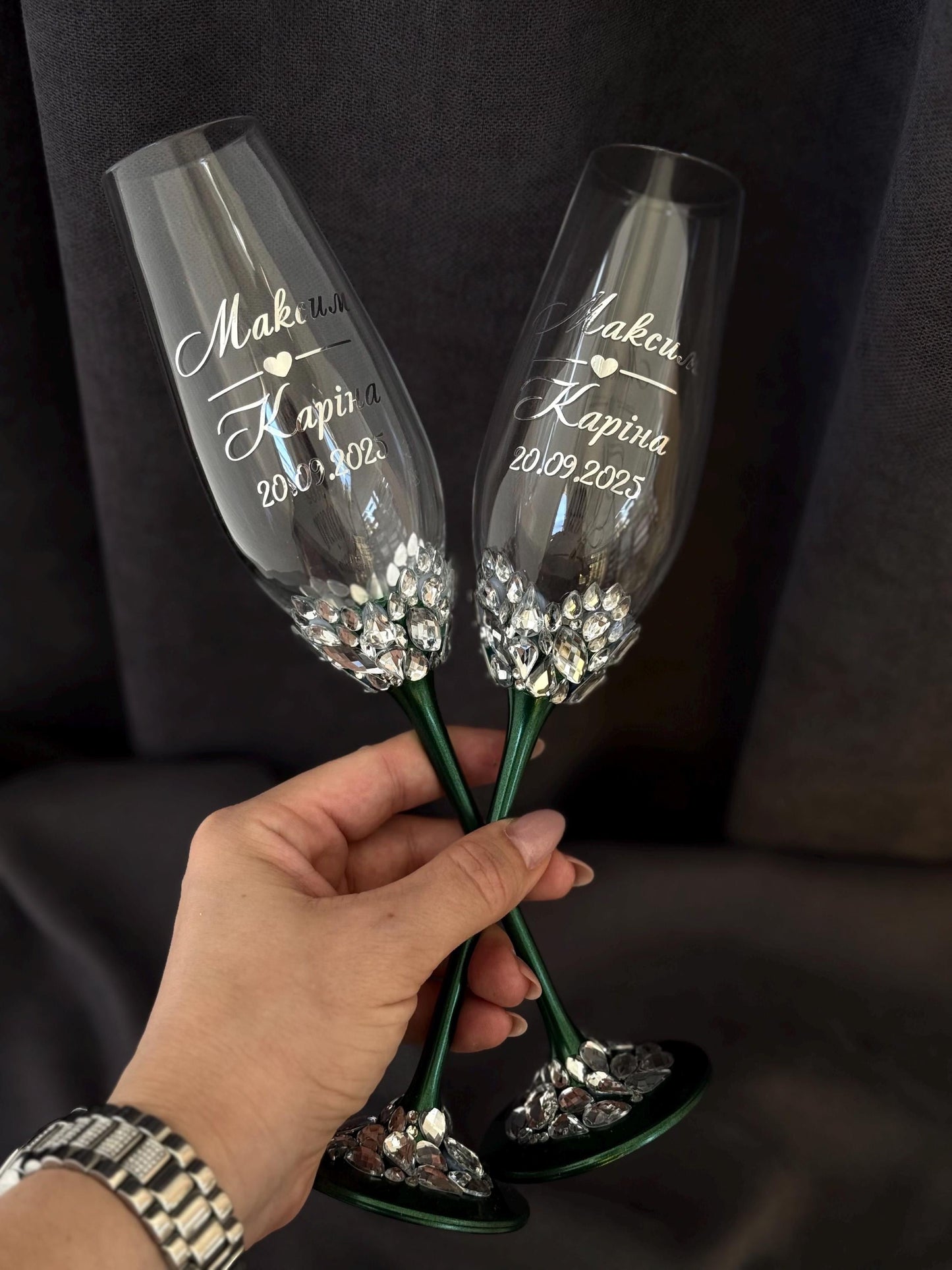 Personalized Wedding Glasses – Bride & Groom Name Engraved Champagne Flutes, Anniversary